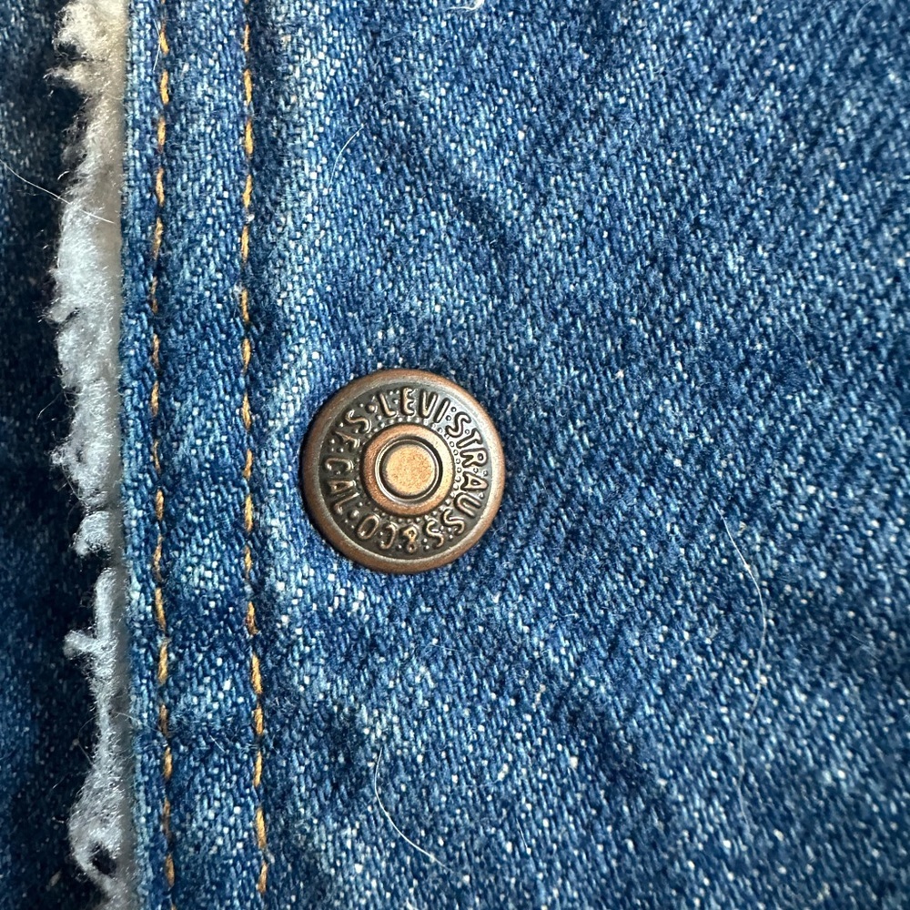 Vintage Levi’s Orange Tab Sherpa Lined Denim Vest Women’s XL Western Cowboy Jean - Picture 3 of 6